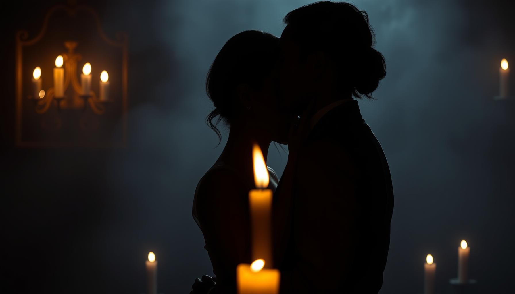 Romantic couple in intimate embrace