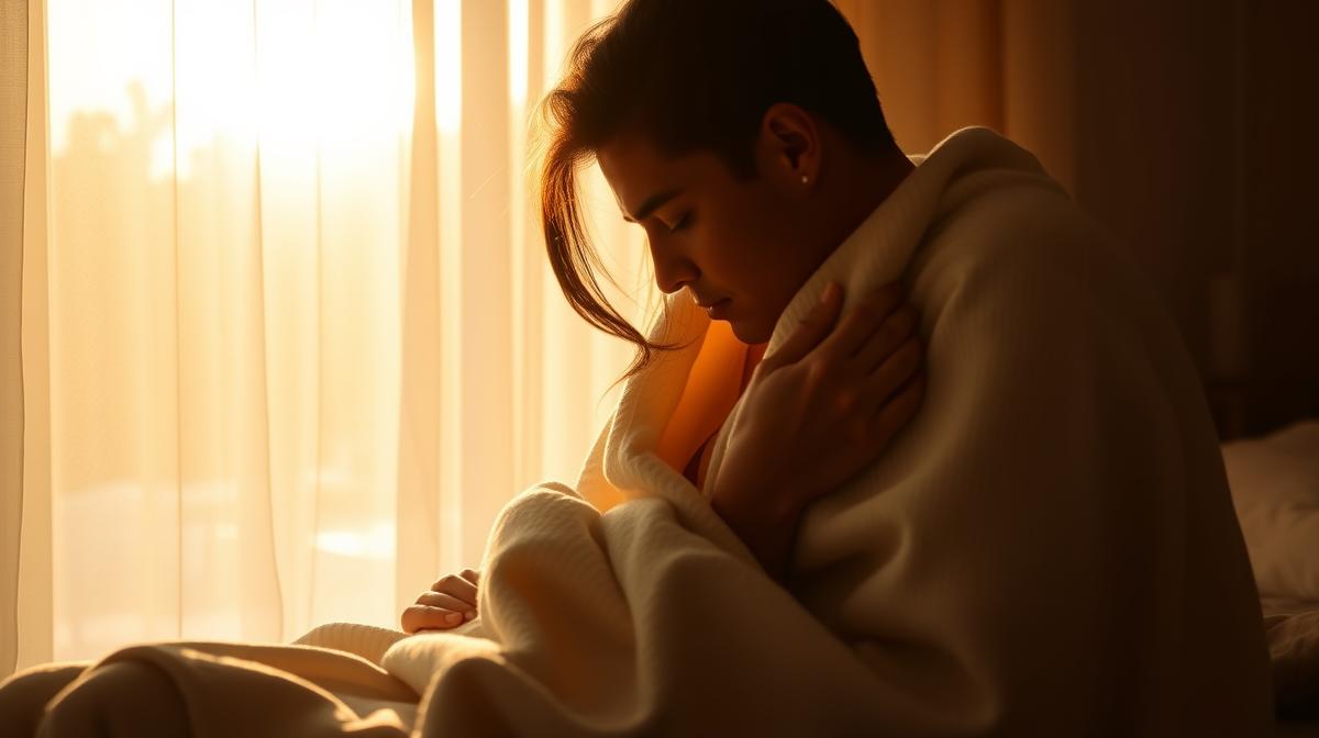 Couple engaging in aftercare and cuddling after intimate experience