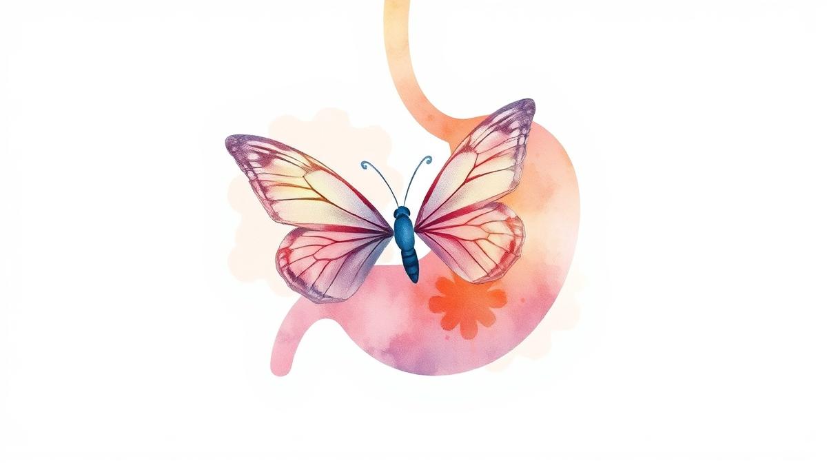 Abstract illustration representing first time intimacy anxiety and nervous butterflies