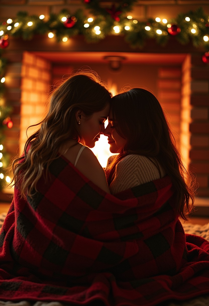 Tender moment under mistletoe, holiday confession of hidden feelings